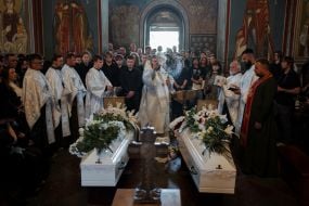 Farewell ceremony for sisters Lyubava and Vera Yakovlev in Kyiv