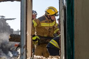 Ліквідація наслідків атаки російських безпілотників у Харкові