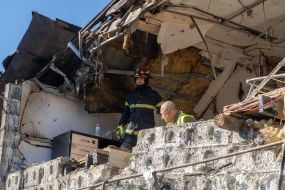 Ліквідація наслідків атаки російських безпілотників у Харкові