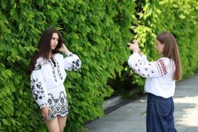 People in embroidered shirts