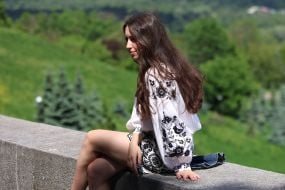 Girl in embroidered shirt