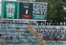Banner with the inscription: "In our hearts forever" in memory of the fallen fans of FC "Karpaty" (Lviv)