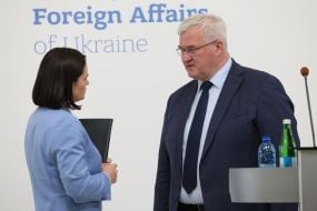 Svitlana Tsikhanouskaya and Andriy Sybiga