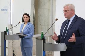 Svitlana Tsikhanouskaya and Andriy Sybiga