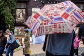 Paintings for sale on Andriyivskyi Uzviz in Kyiv