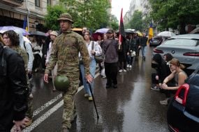 People on the street say goodbye to fallen soldier and musician Yaroslav Varnak