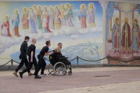 People on the street say goodbye to fallen soldier and musician Yaroslav Varnak