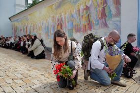 People on the street say goodbye to fallen soldier and musician Yaroslav Varnak
