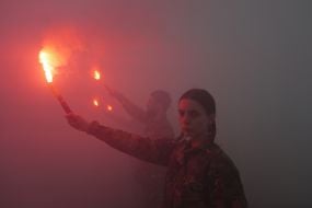 Brothers with fireworks say goodbye to fallen soldier and musician Yaroslav Varnak
