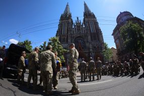 Церемония прощания с колумбийским добровольцем Джаном Себастьяном Рестрепо Мазо (позывной Оникс)