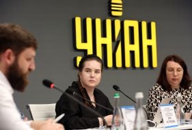 Oleksandr Pozniy, Vira Yastrebova and Yulia Gorbova