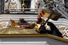 Rescuers eliminate the consequences of the Russian drone attack on the Assumption Cathedral of the Kyiv Pechersk Lavra
