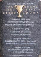 A commemorative plaque commemorating the Leopolis Grand Prix international race