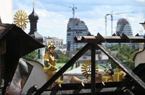 Пошкоджений внаслідок атаки рф Успенський собор Києво-Печерської лаври