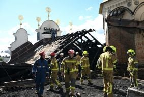 Поврежденный в результате атаки рф Успенский собор Киево-Печерской лавры