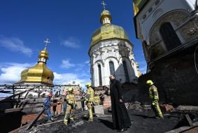 Поврежденный в результате атаки рф Успенский собор Киево-Печерской лавры