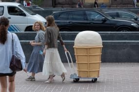 A giant ice cream model