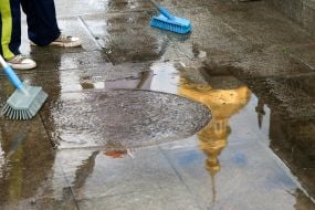 Cleaning at the monument to Princess Olga, the Apostle Andrew the First-Called, and the Enlighteners Cyril and Methodius