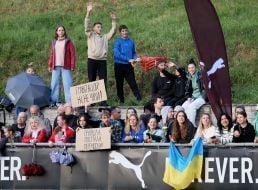 Fans at the stadium during the Ukrainian Athletics Championship
