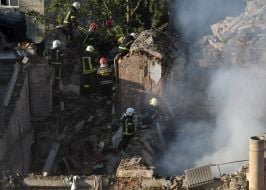 A residential building damaged by a missile strike in Lviv