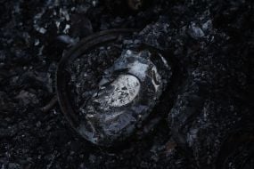 Burnt record after missile strike on antique flea market on Pochayna