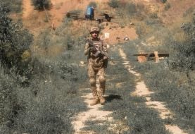 Fighters of the 13th brigade of the National Guard conducted training in shooting at moving targets