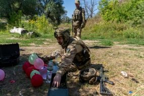Fighters of the 13th brigade of the National Guard conducted training in shooting at moving targets