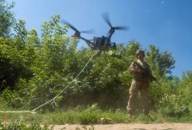 Fighters of the 13th brigade of the National Guard conducted training in shooting at moving targets