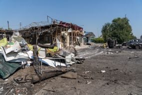 The consequences of the rocket attack on the village of Pechenigy