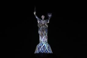 Art installation "The Future Remembers" at the Motherland Monument in Kyiv