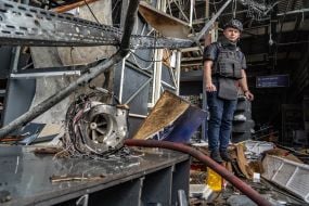 A fragment of a Russian drone