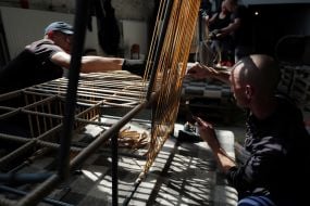 Prisoners of war working in the workshop in one of the special camps for holding Russian prisoners of war