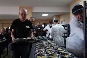 Prisoners of war in the dining room in one of the special camps for holding Russian prisoners of war