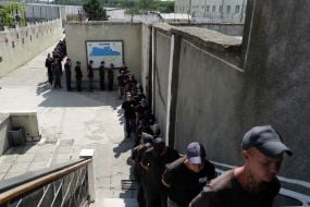 Prisoners of war in one of the special camps for holding Russian prisoners of war