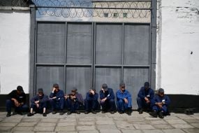 Prisoners of war in one of the special camps for holding Russian prisoners of war
