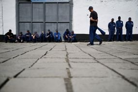 Prisoners of war in one of the special camps for holding Russian prisoners of war