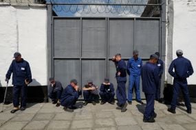 Prisoners of war in one of the special camps for holding Russian prisoners of war
