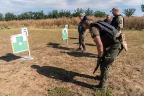 Civilians are being trained for national resistance at a training camp near Kharkiv