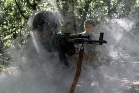 Civilians are being trained for national resistance at a training camp near Kharkiv