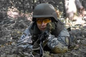 Civilians are being trained for national resistance at a training camp near Kharkiv