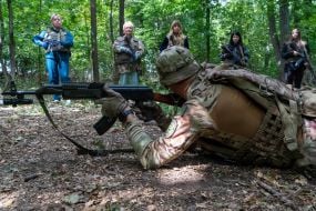 Civilians are being trained for national resistance at a training camp near Kharkiv