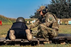 Civilians are being trained for national resistance at a training camp near Kharkiv