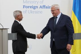 Briefing by Minister of Foreign Affairs of Ukraine Andriy Sybiga and Minister of Foreign Affairs of India Subrahmanyam Jaishankar in Kyiv