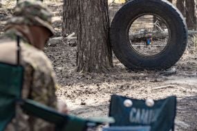 Training of fighters of the 13th brigade of the National Guard in a forest area