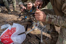Training of fighters of the 13th brigade of the National Guard in a forest area