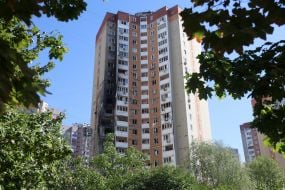 The consequences of a Russian drone hitting a residential building in the Darnytskyi district of Kyiv