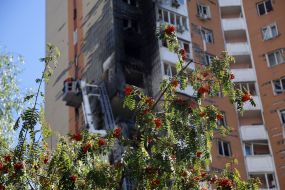 The consequences of a Russian drone hitting a residential building in the Darnytskyi district of Kyiv