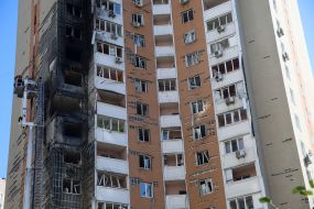 The consequences of a Russian drone hitting a residential building in the Darnytskyi district of Kyiv