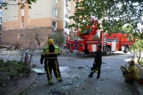 The consequences of a Russian drone hitting a residential building in the Darnytskyi district of Kyiv