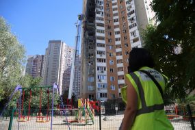 The consequences of a Russian drone hitting a residential building in the Darnytskyi district of Kyiv